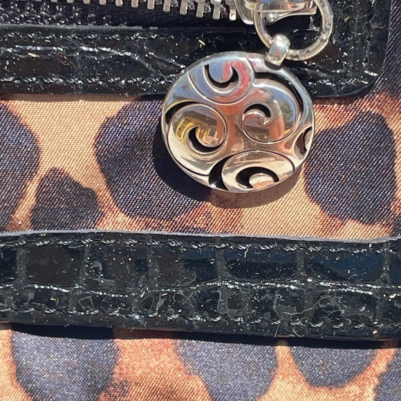 Brighton Leopard Print Clutch Black Leather Trim